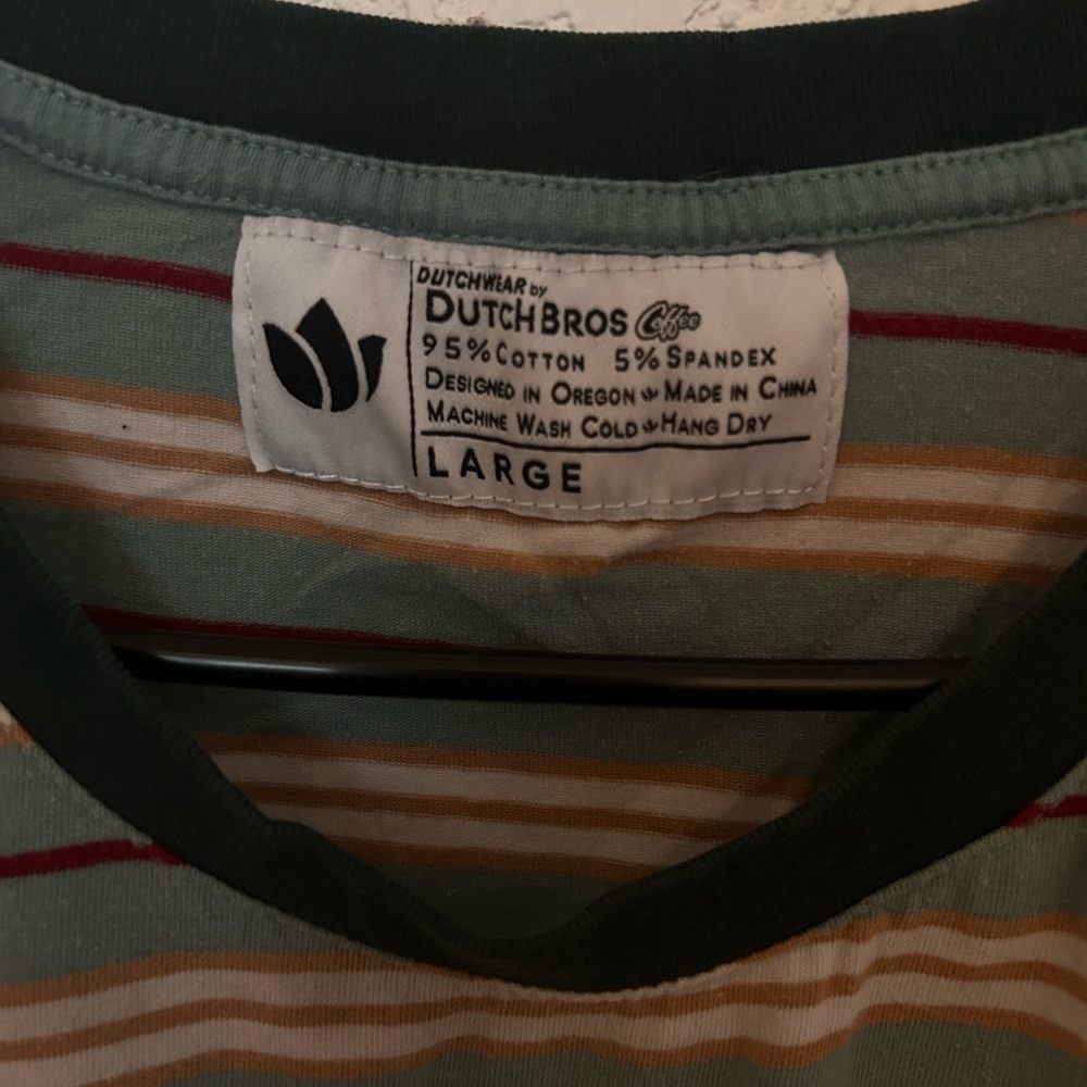 Dutch bros striped t shirt